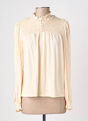 Blouse tissage popeline manches longues beige GARCIA femme