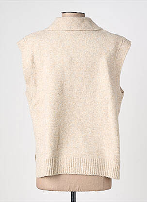 Pull tissage chiné sans manche beige C'EST BEAU LA VIE femme