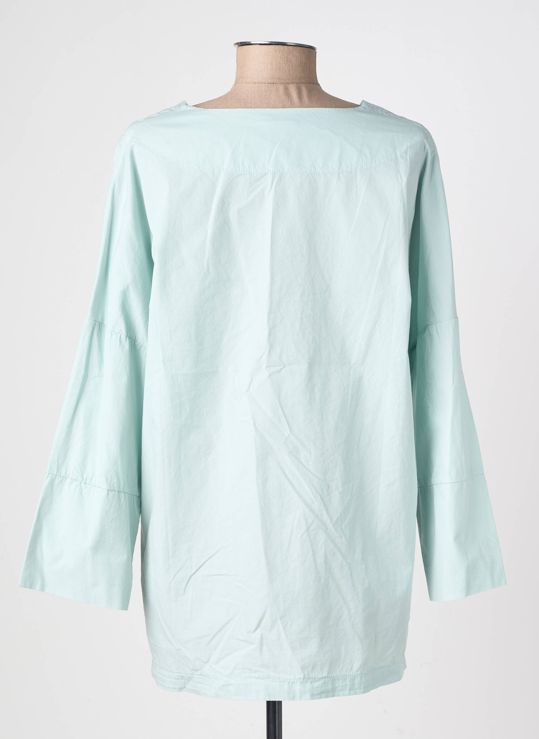 Blouse tissage popeline manches longues bleu NÜ femme