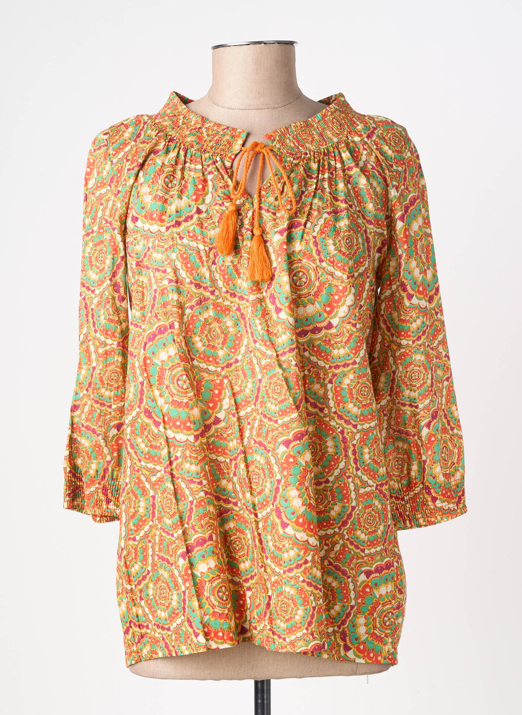 Blouse tissage popeline manches longues orange LA FIANCÉE femme