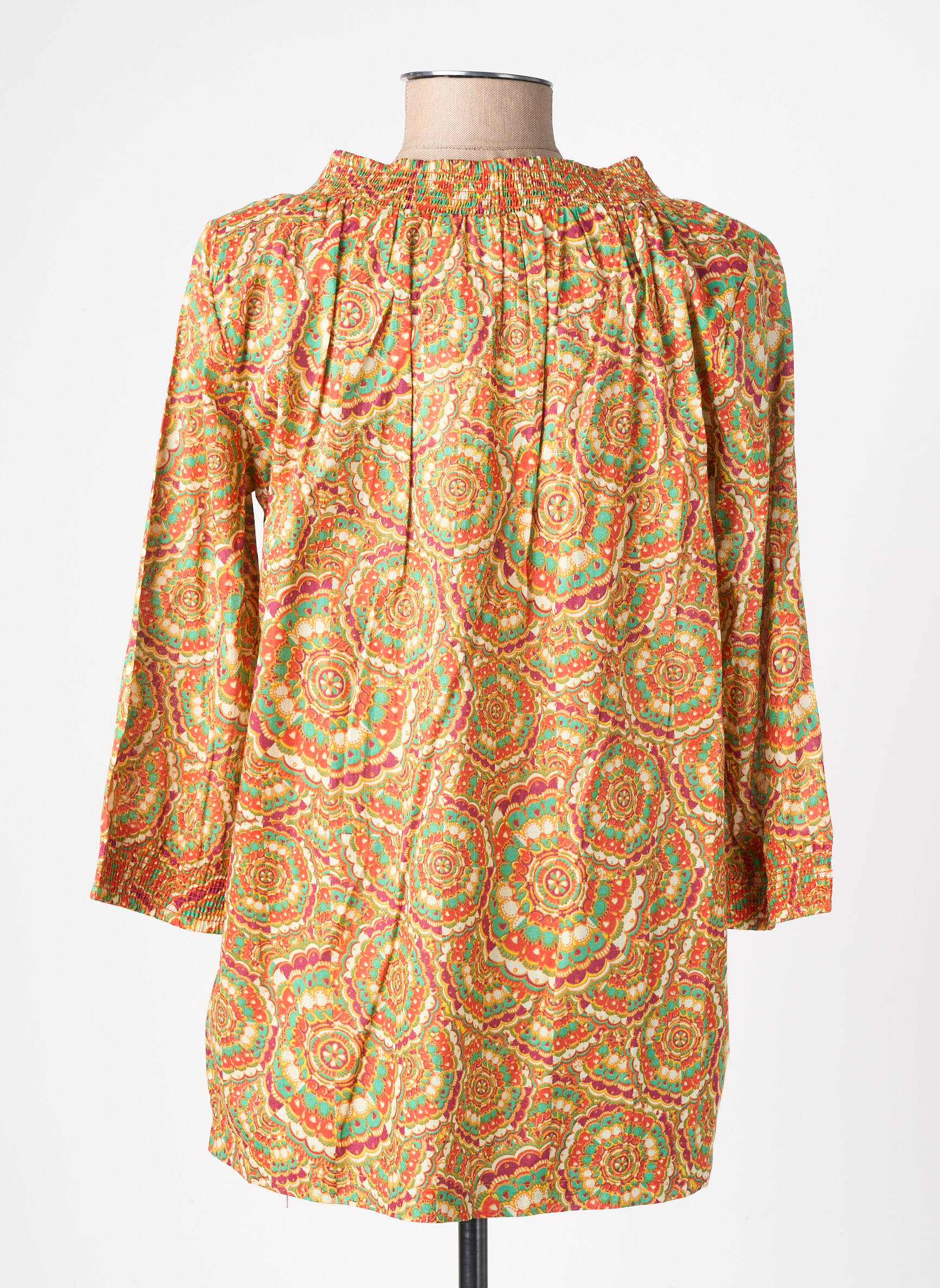 Blouse tissage popeline manches longues orange LA FIANCÉE femme