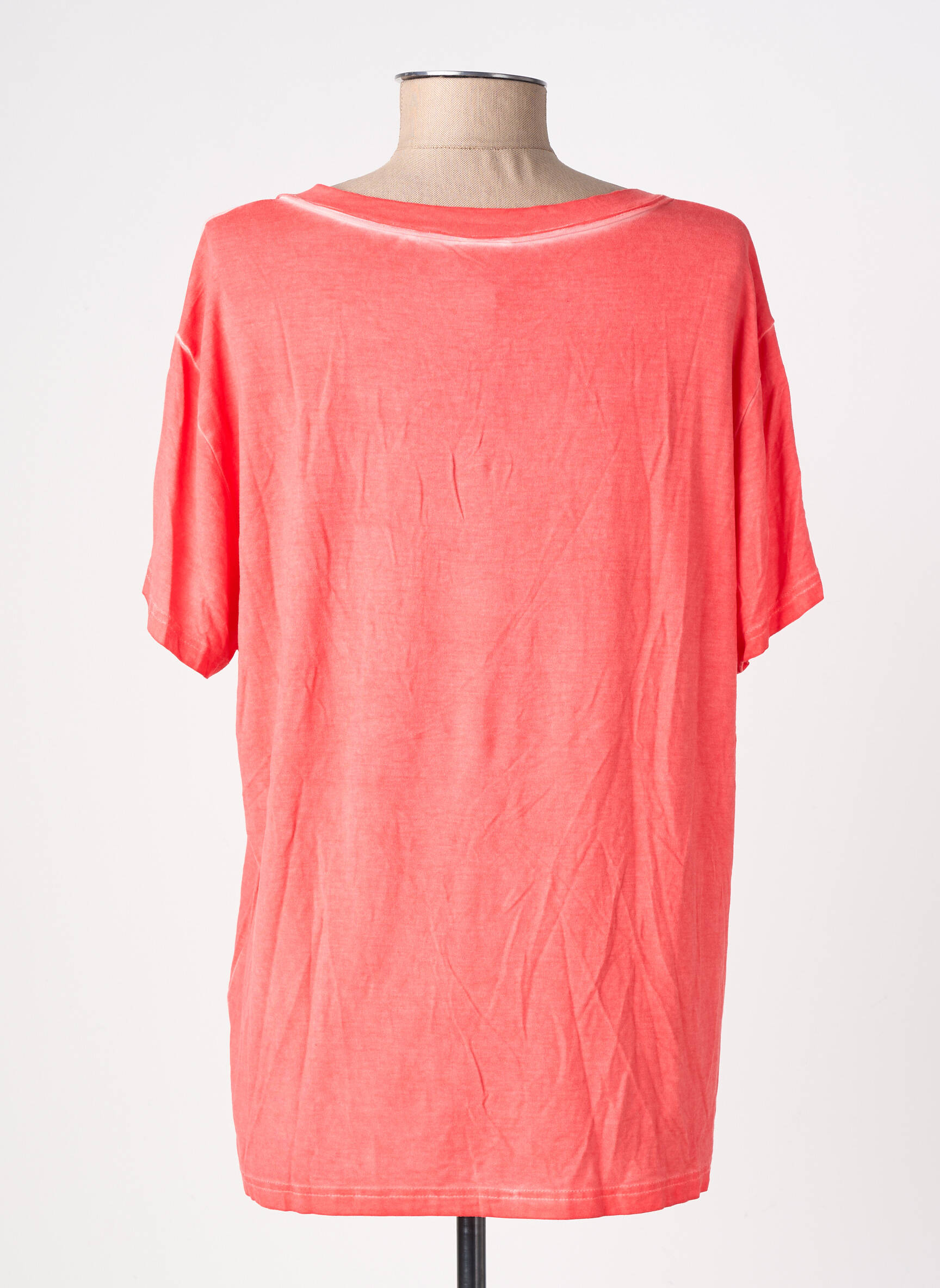 T-shirt col v manches courtes rouge NÜ femme