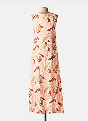 Robe longue imprimé fleurs sans manche orange C'EST BEAU LA VIE femme