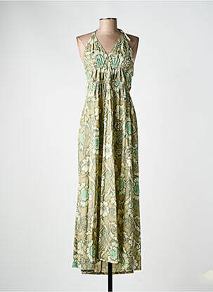 Robe longue manches dos nu fines bretelles vert TIFFOSI femme