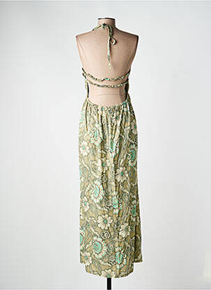 Robe longue manches dos nu fines bretelles vert TIFFOSI femme