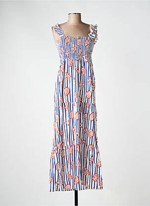 Robe longue coupe cintrée fines bretelles bleu COMPAÑIA FANTASTICA femme