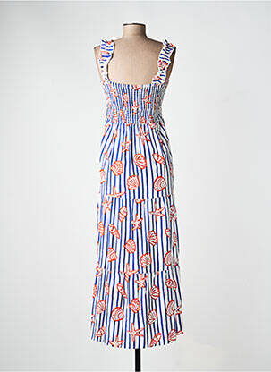 Robe longue coupe cintrée fines bretelles bleu COMPAÑIA FANTASTICA femme