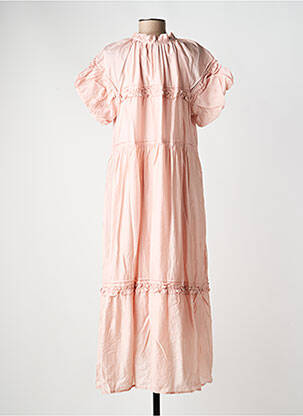Robe longue coupe évasée manches courtes rose COMPAÑIA FANTASTICA femme