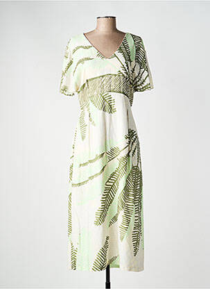 Robe longue manches dos nu manches courtes vert PAZ TORRAS femme
