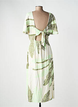 Robe longue manches dos nu manches courtes vert PAZ TORRAS femme