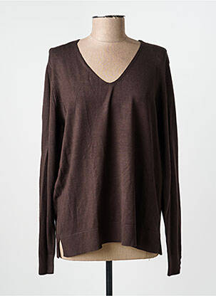 Pull col v manches longues marron FRANSA femme