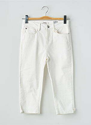 Corsaire tissage denim taille haute blanc GARCIA femme