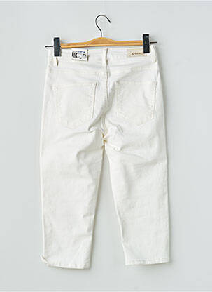 Corsaire tissage denim taille haute blanc GARCIA femme