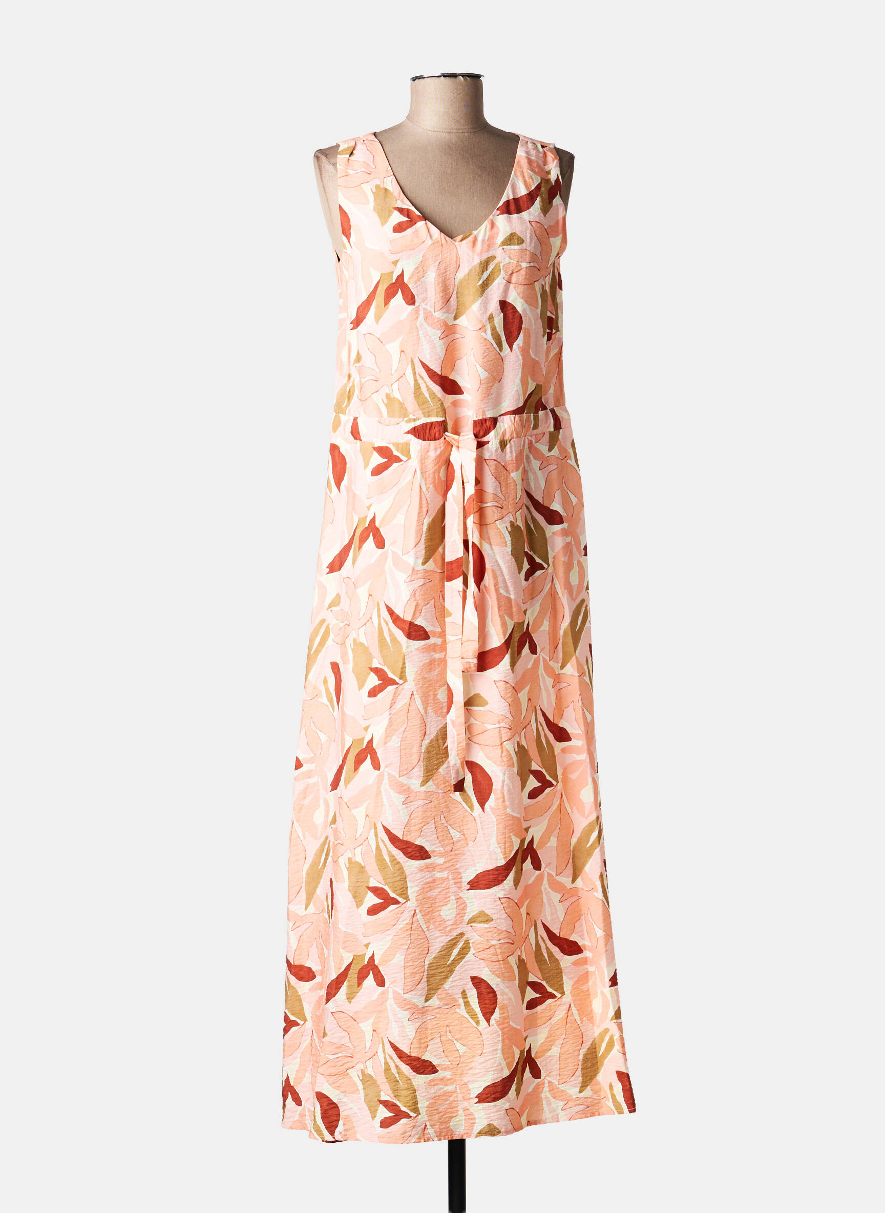 Robe longue imprimé fleurs sans manche orange C'EST BEAU LA VIE femme