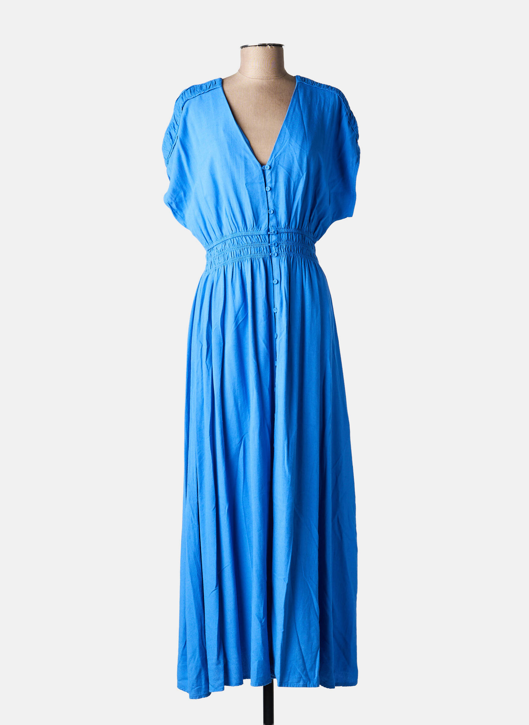 Robe longue manches courtes manches courtes bleu GARCIA femme