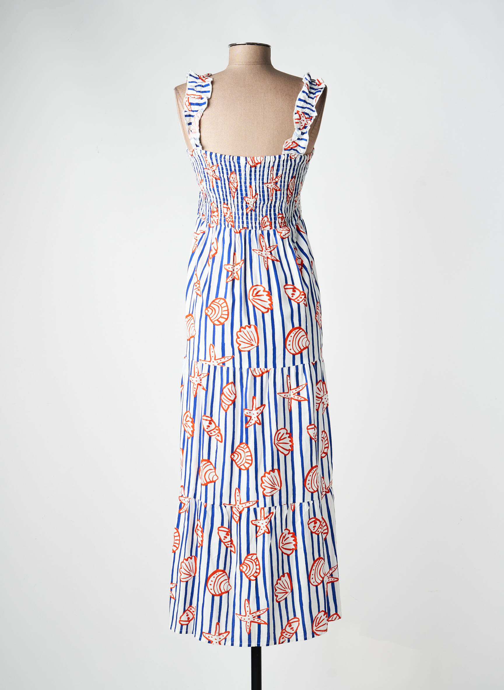 Robe longue coupe cintrée fines bretelles bleu COMPAÑIA FANTASTICA femme