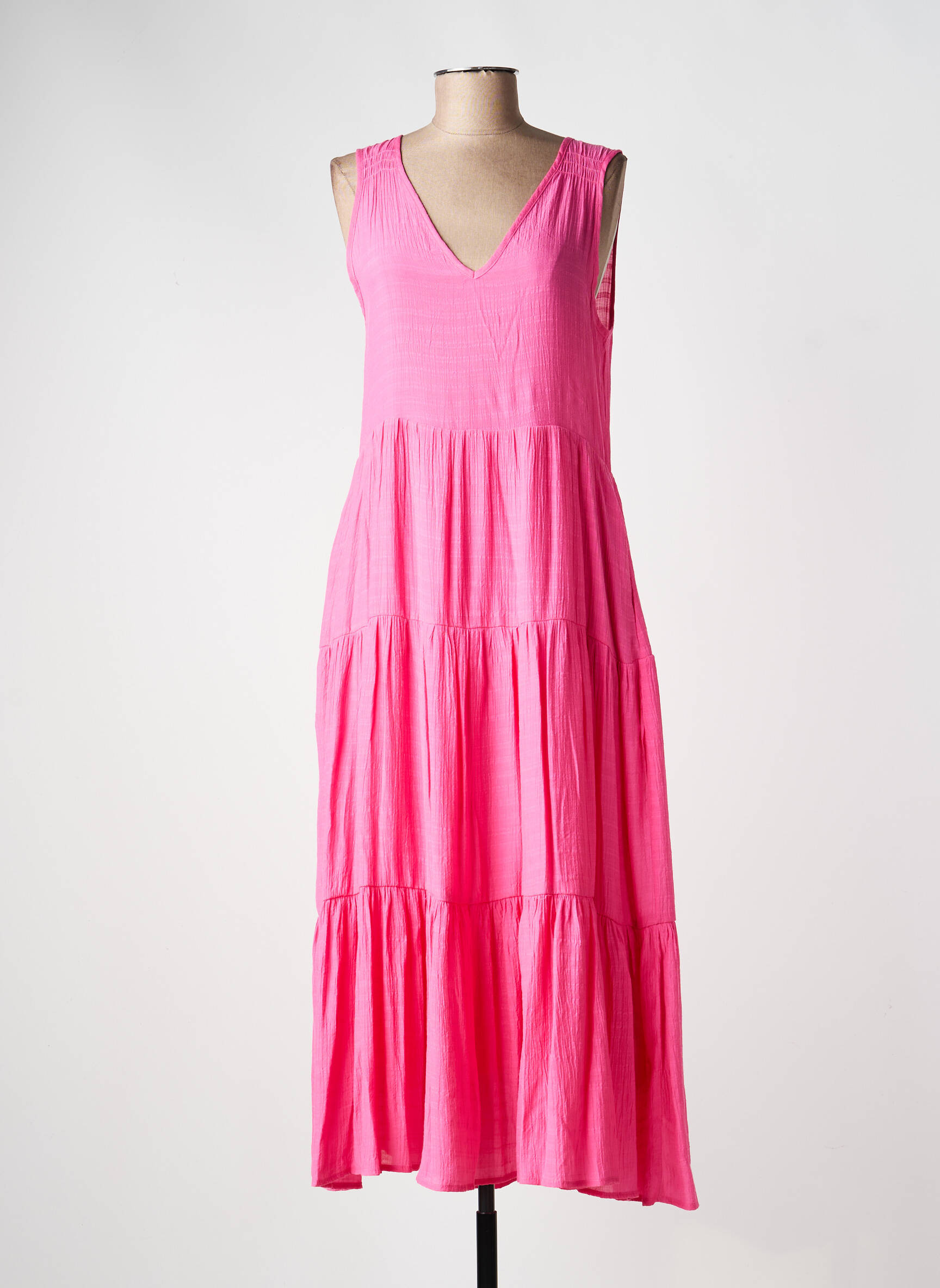 Robe longue coupe évasée sans manche rose COMPAÑIA FANTASTICA femme