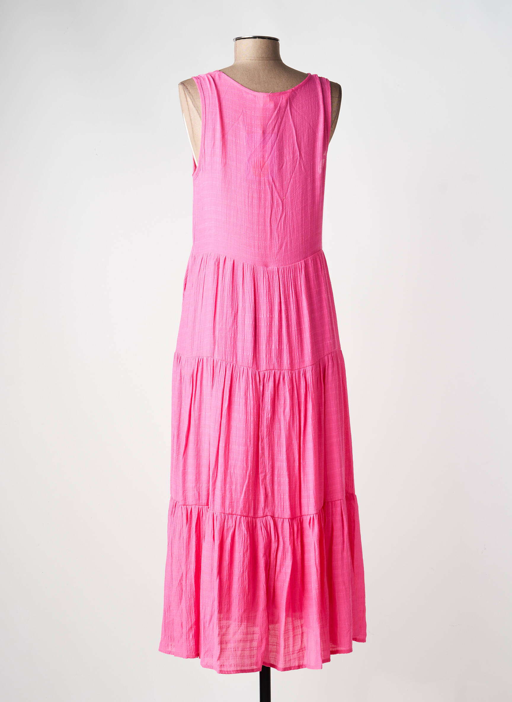 Robe longue coupe évasée sans manche rose COMPAÑIA FANTASTICA femme