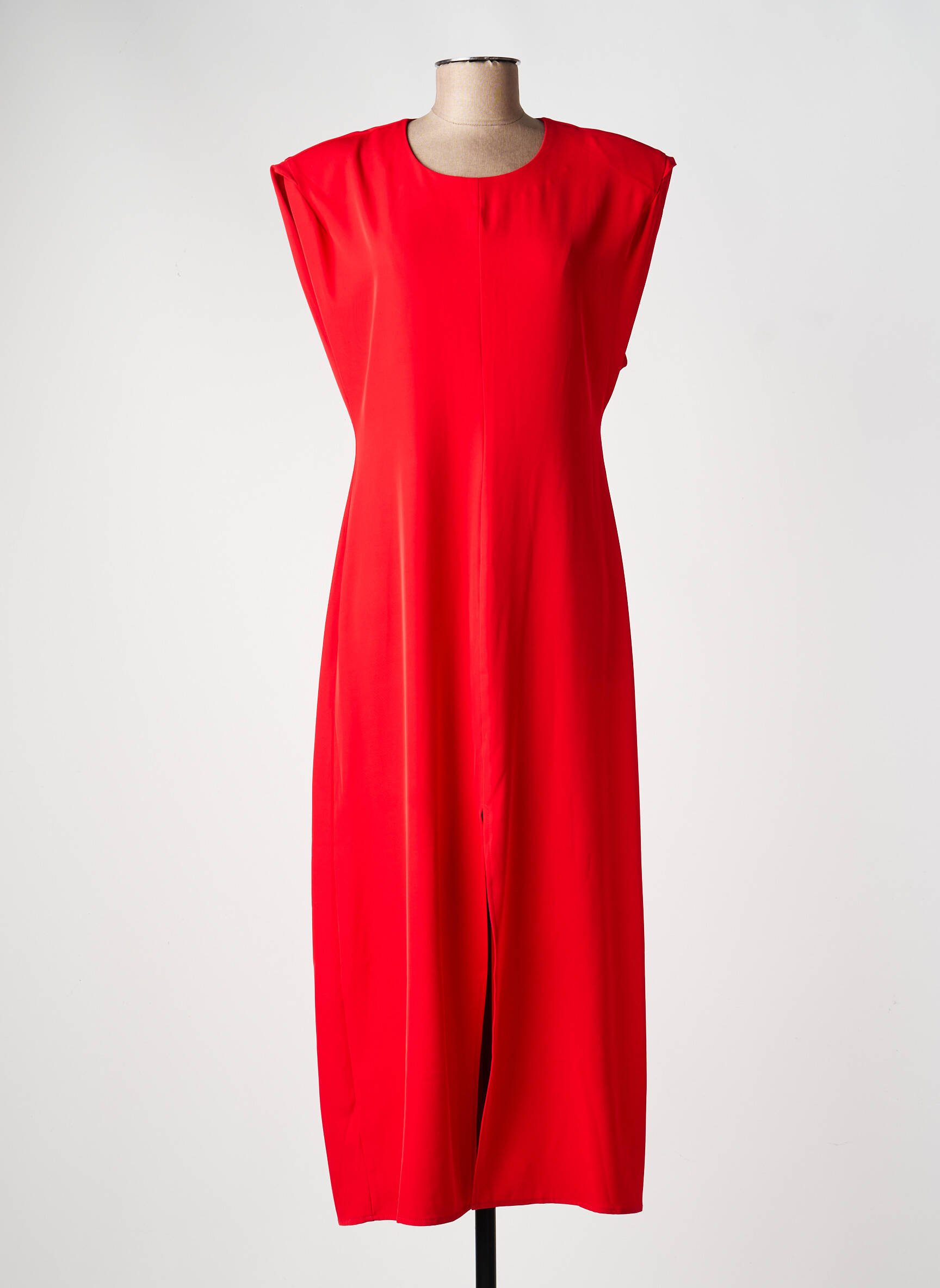 Robe longue manches courtes manches courtes rouge EXQUISS'S femme