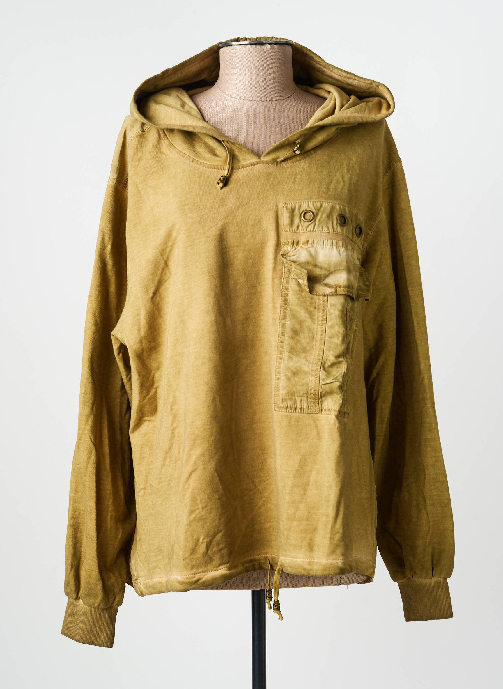 Sweat-shirt à capuche stretch manches longues vert NÜ femme