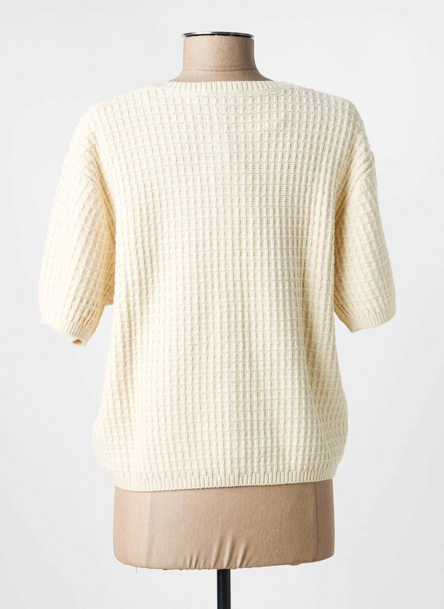 Gilet manches courtes maille tricot beige GARCIA femme