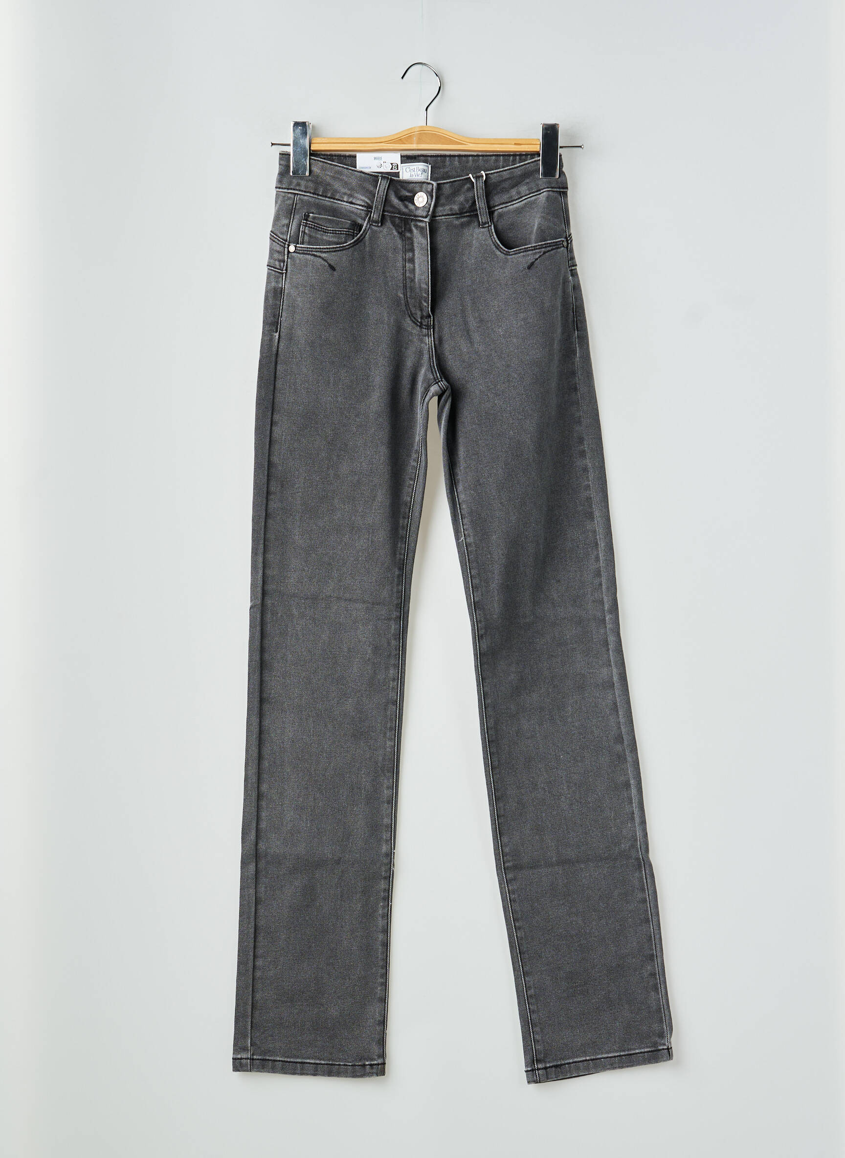 Jeans coupe droite stretch taille normale gris C'EST BEAU LA VIE femme
