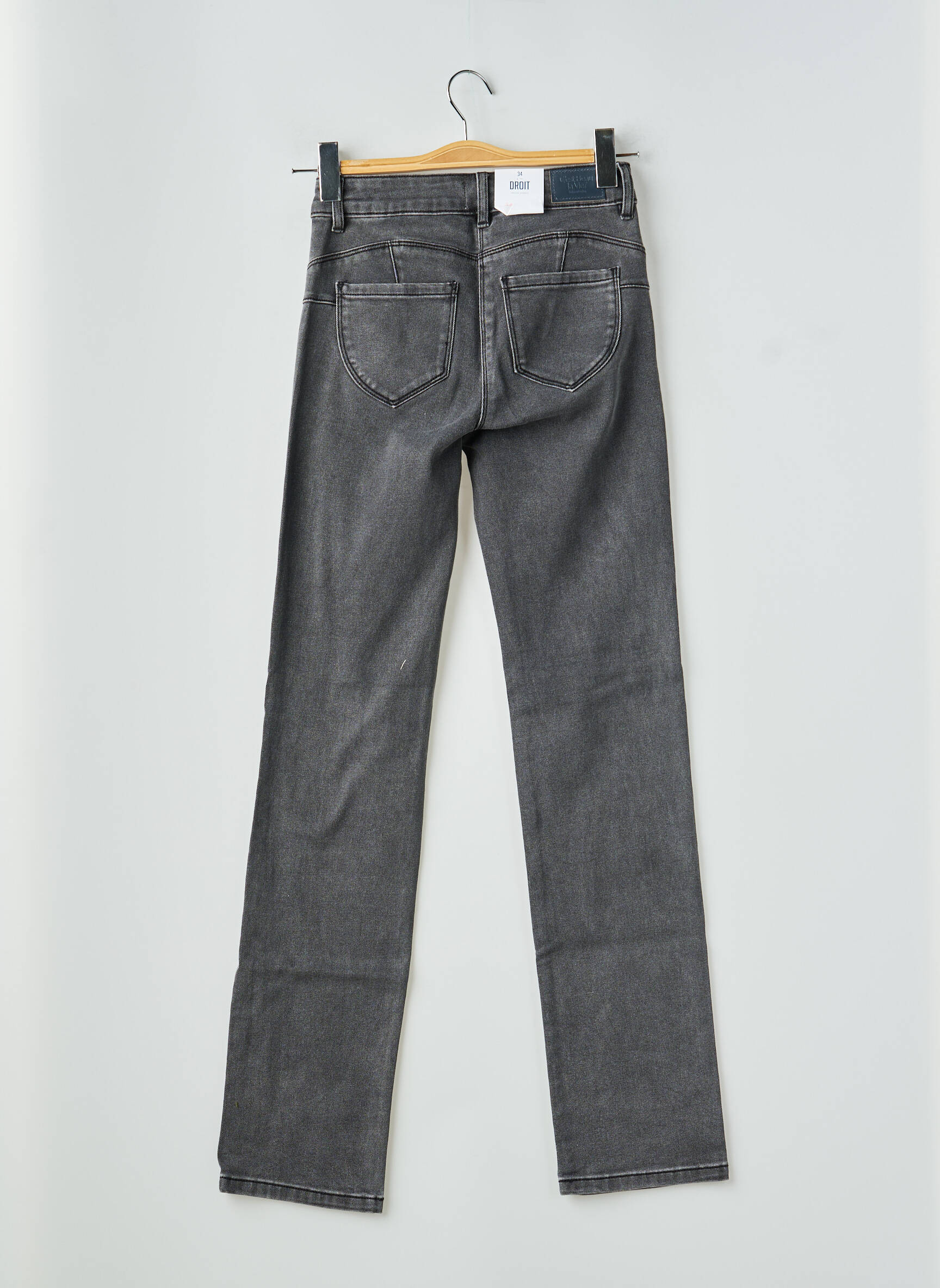 Jeans coupe droite stretch taille normale gris C'EST BEAU LA VIE femme
