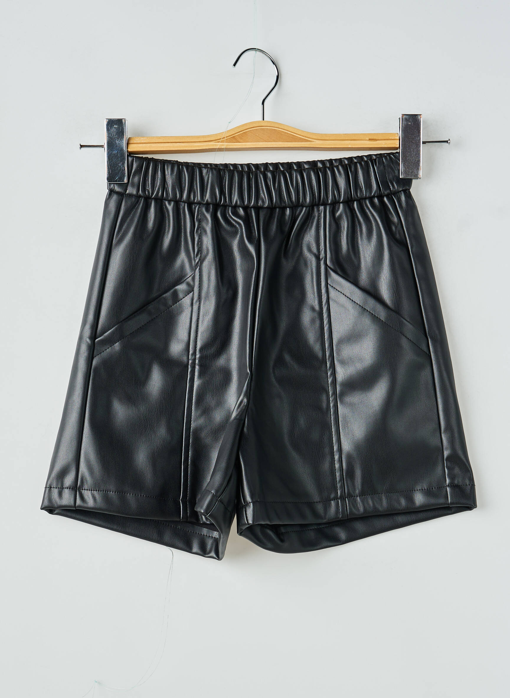 Short tissage simili-cuir taille haute noir TIFFOSI femme