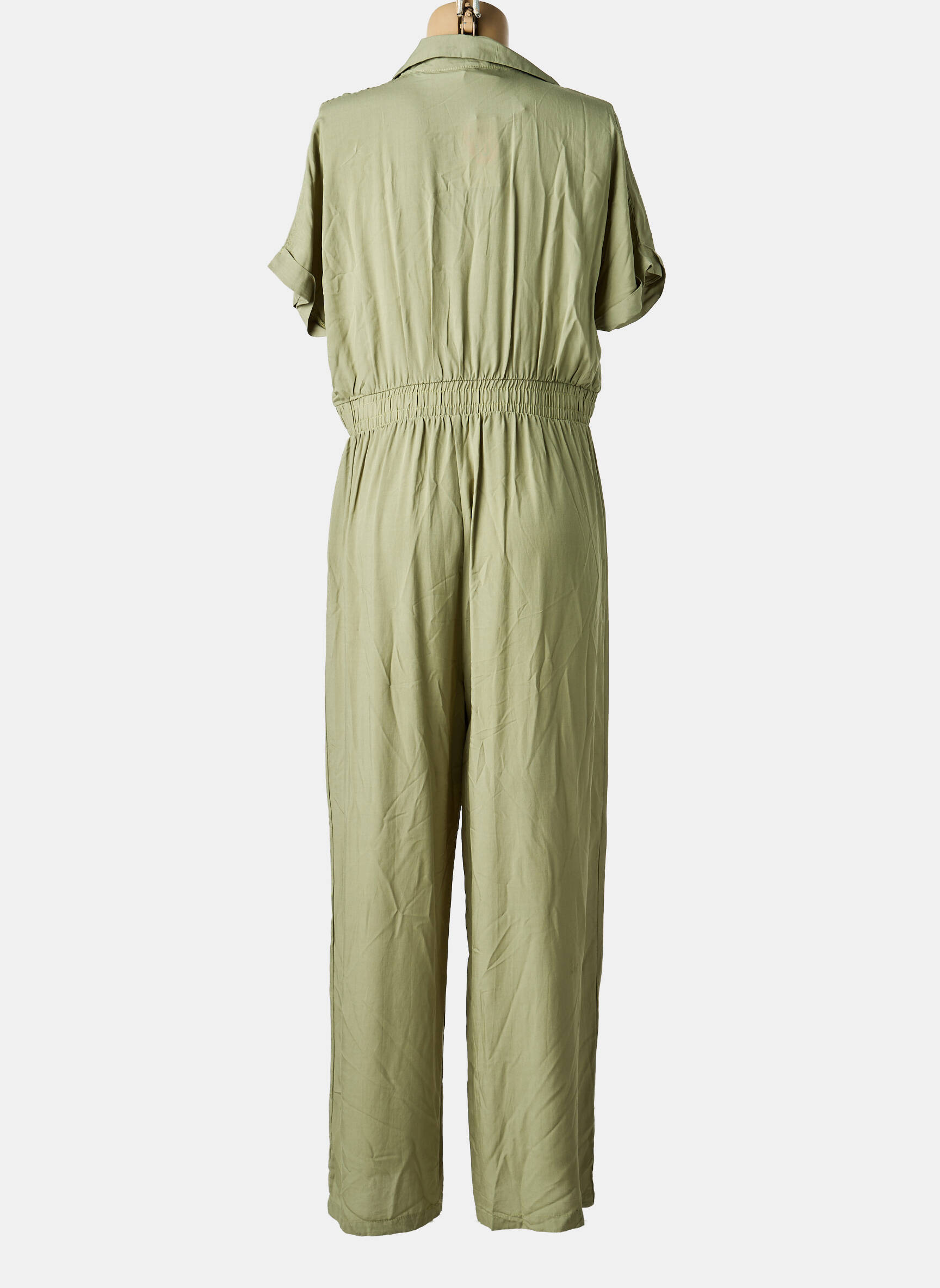 Combi-pantalon fermeture boutonnée sur le devant manches courtes vert SENES femme