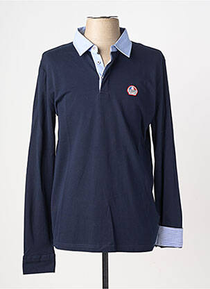 Polo manches longues manches longues bleu DELAHAYE homme