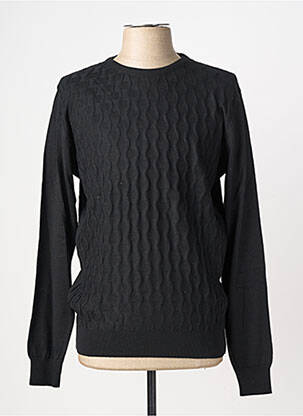 Pull col rond manches longues noir DELAHAYE homme