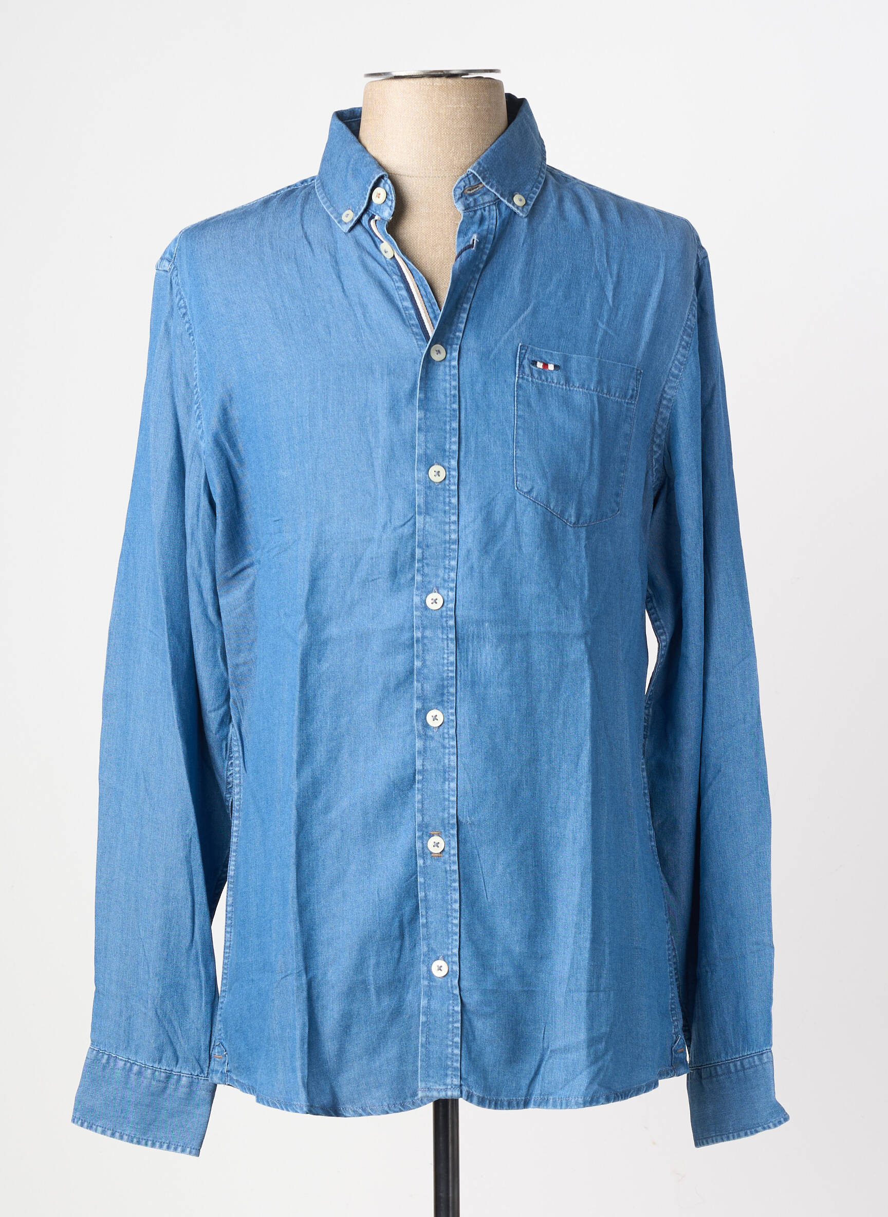 Chemise manches longues coupe droite bleu FQ1924 homme