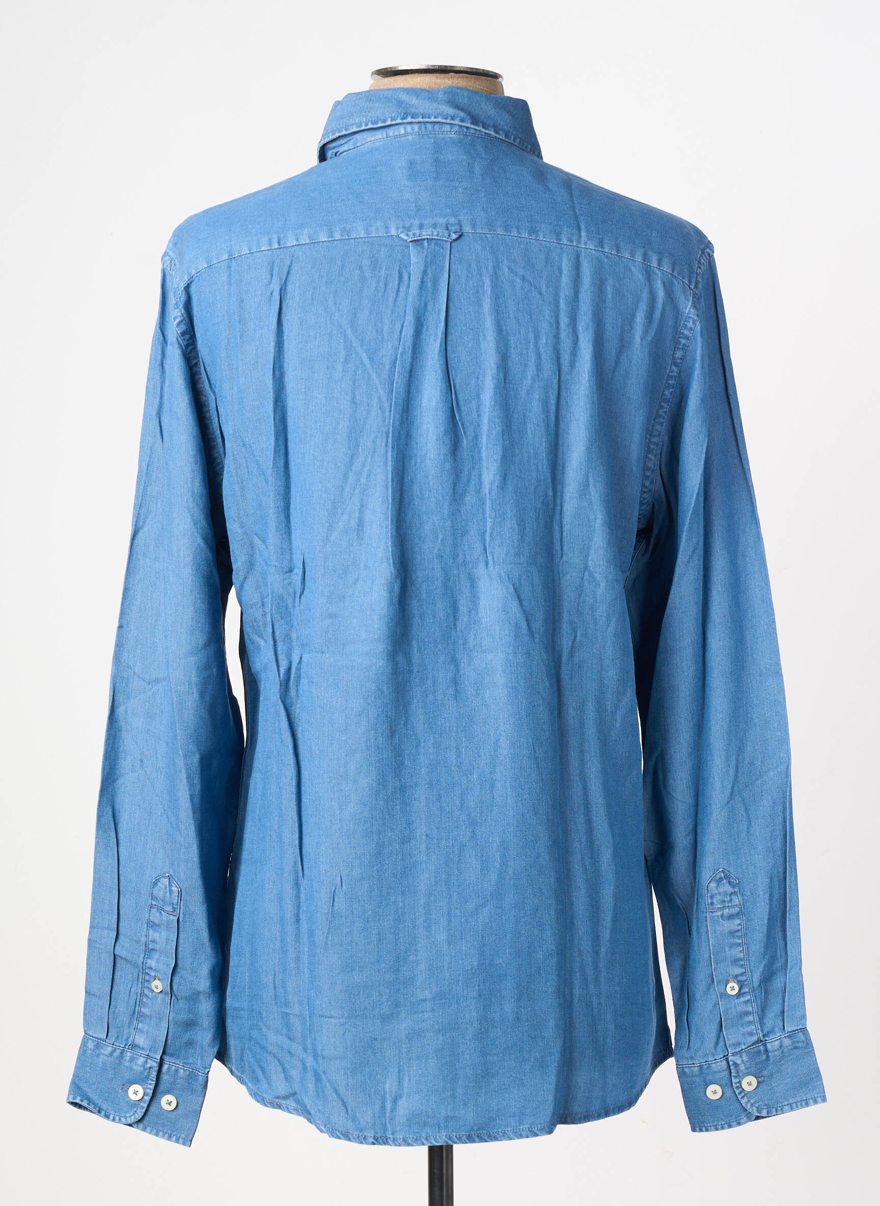 Chemise manches longues coupe droite bleu FQ1924 homme