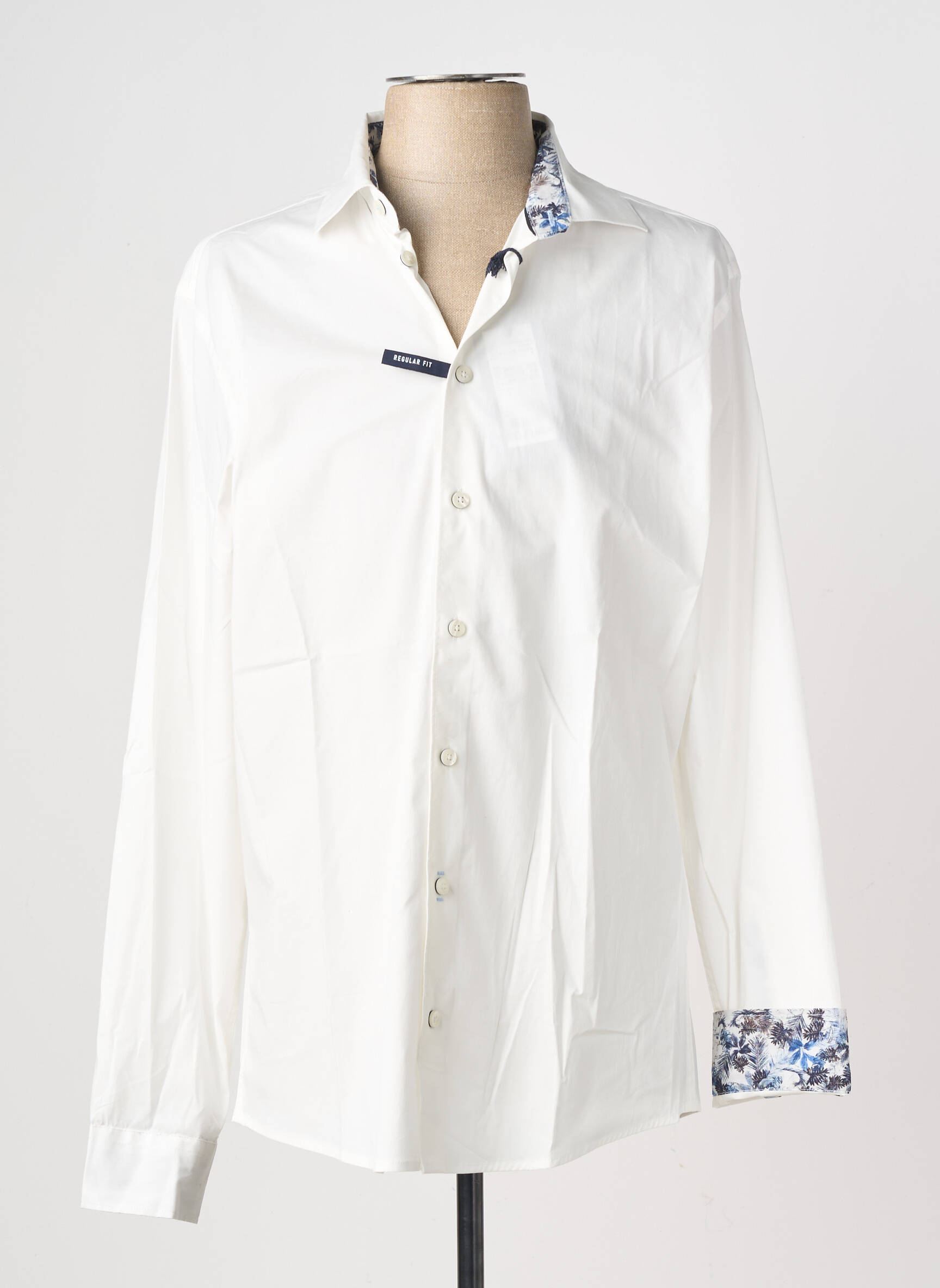 Chemise manches longues coupe droite blanc FQ1924 homme