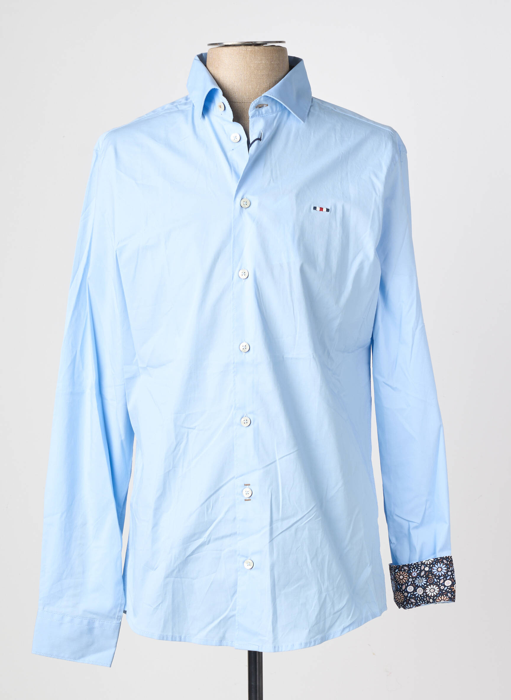 Chemise manches longues coupe droite bleu FQ1924 homme