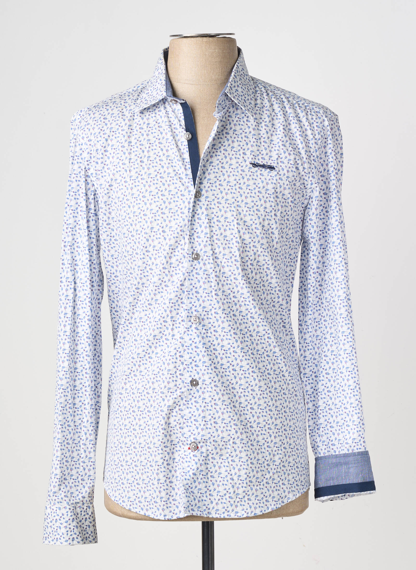 Chemise manches longues imprimé fantaisie blanc DELAHAYE homme