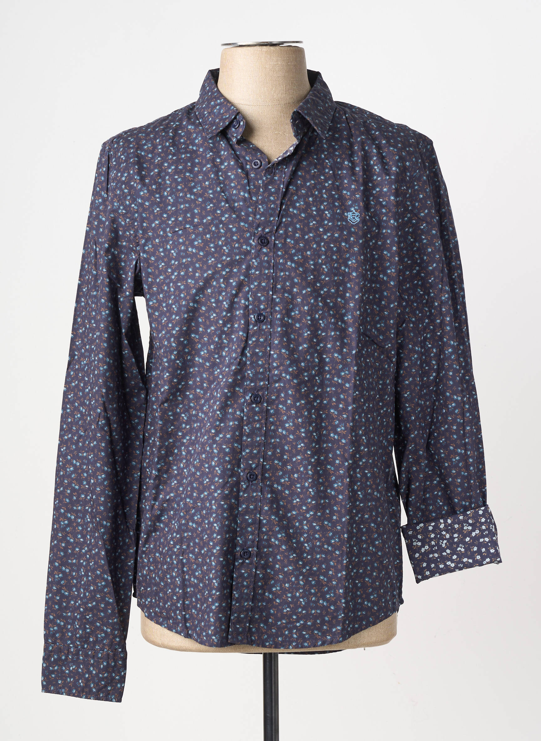 Chemise manches longues imprimé fantaisie bleu FREEMAN T.PORTER homme
