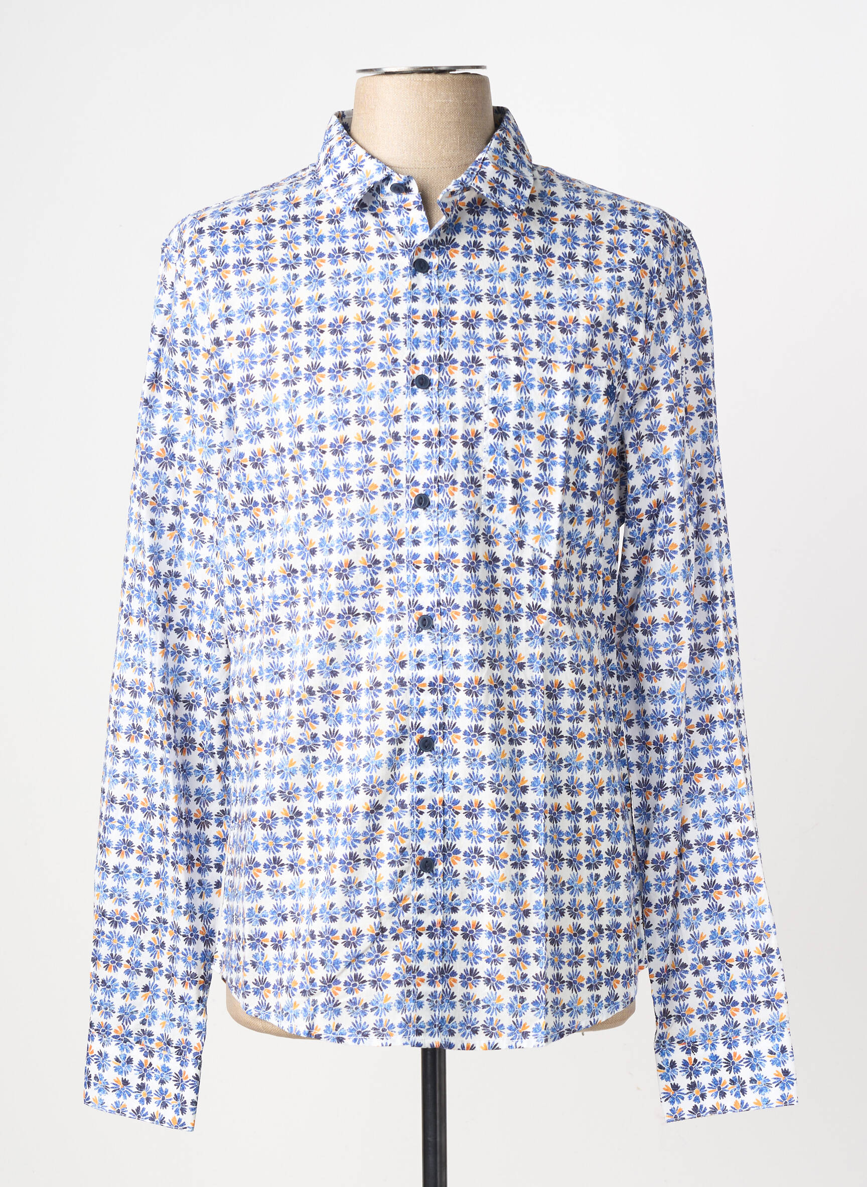 Chemise manches longues imprimé fantaisie bleu FREEMAN T.PORTER homme