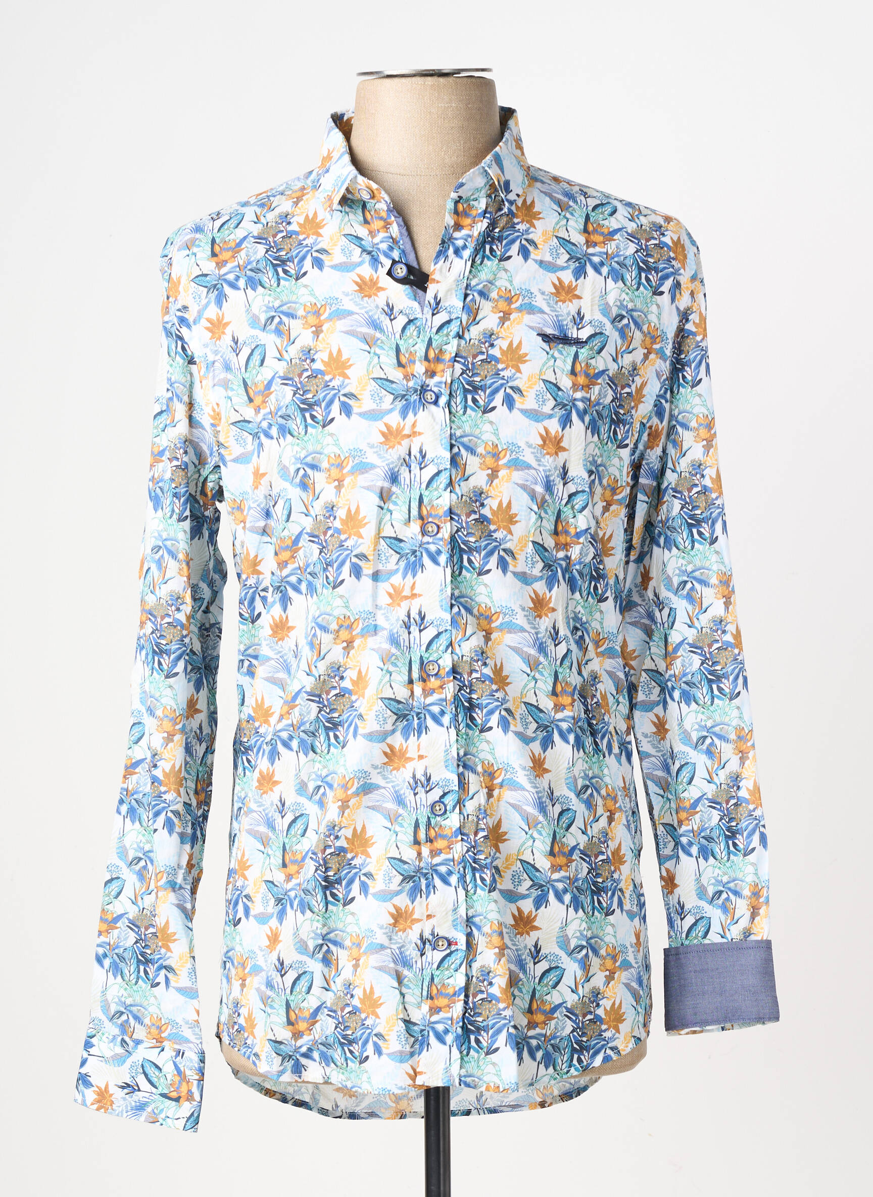 Chemise manches longues imprimé fantaisie blanc DELAHAYE homme