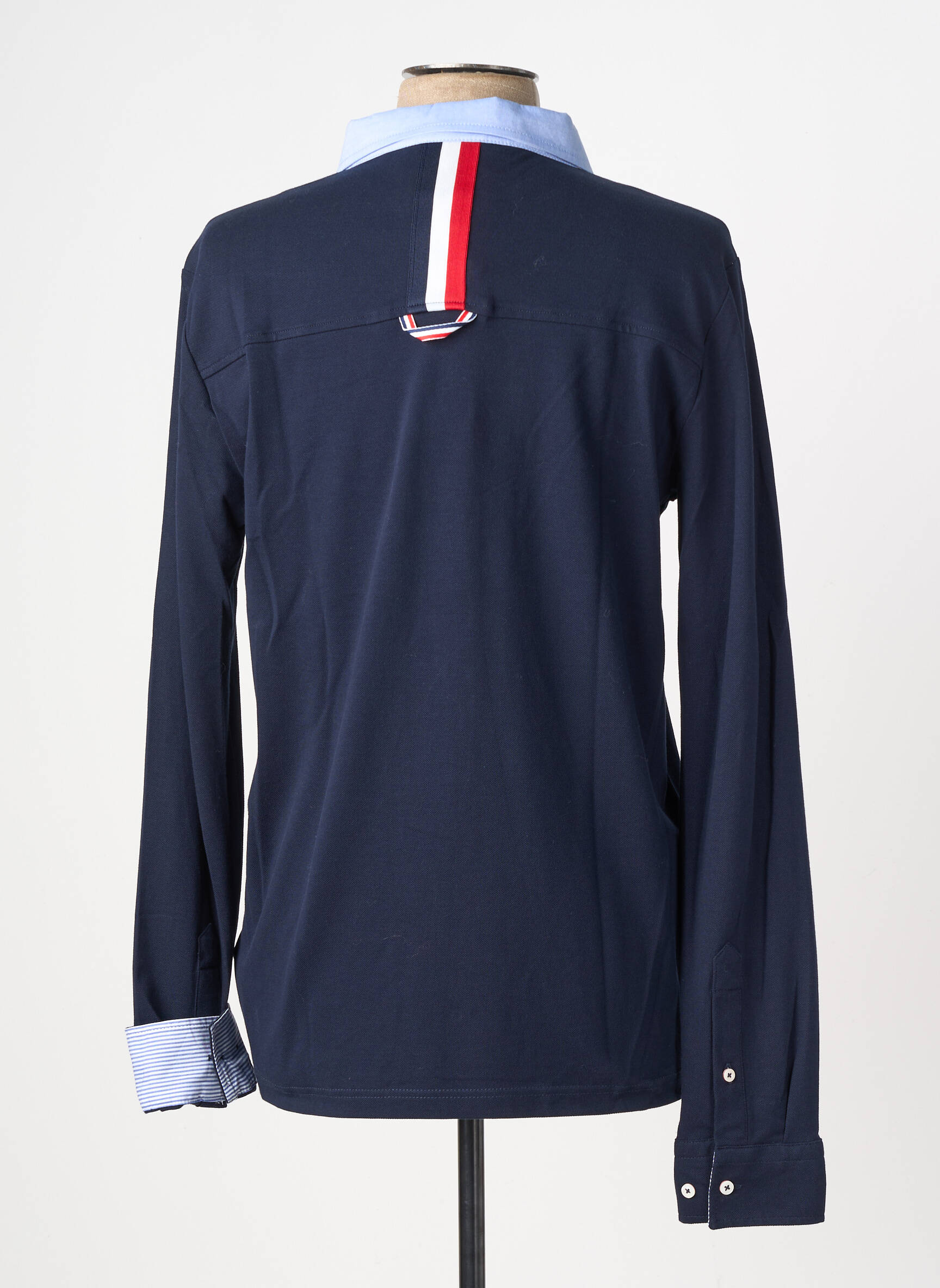 Polo manches longues manches longues bleu DELAHAYE homme