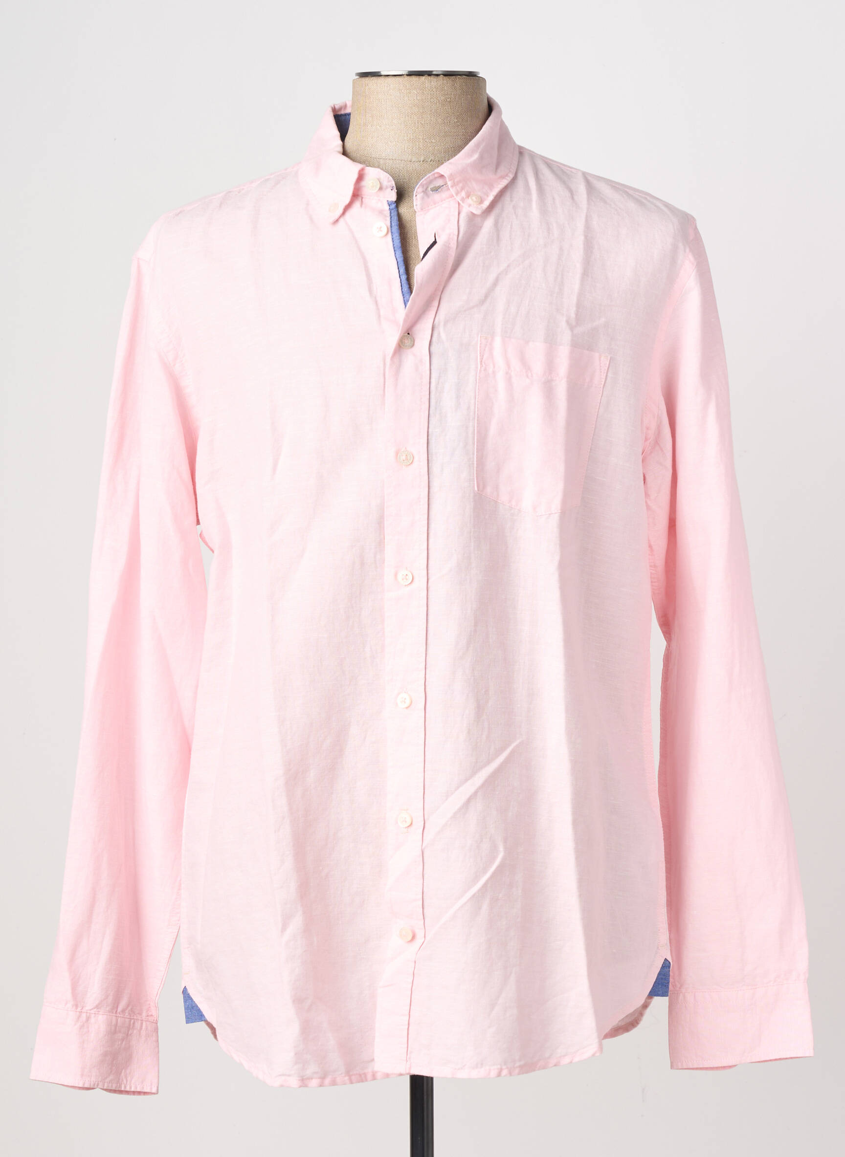 Chemise manches longues coupe droite rose FQ1924 homme