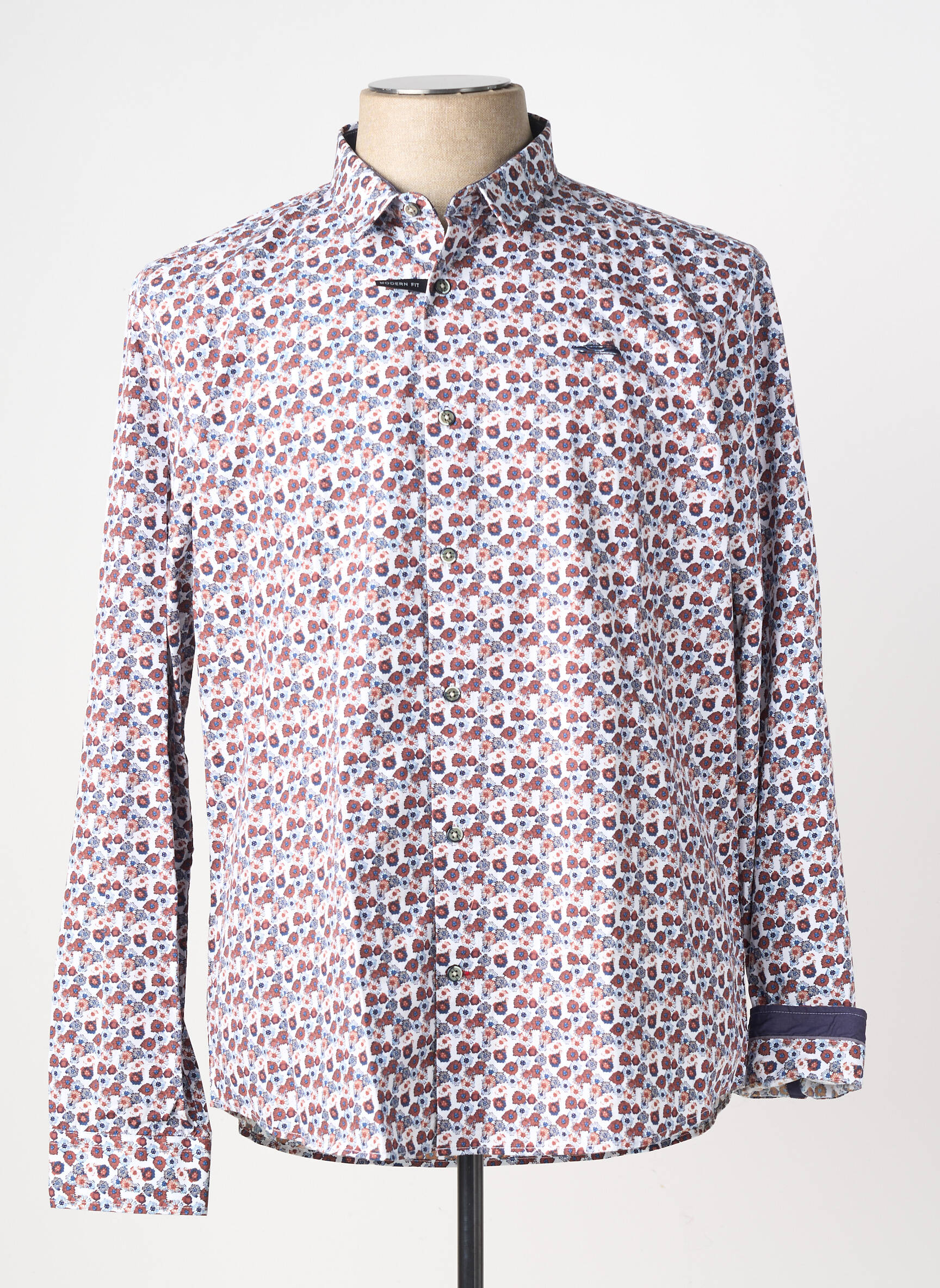 Chemise manches longues imprimé fantaisie blanc DELAHAYE homme