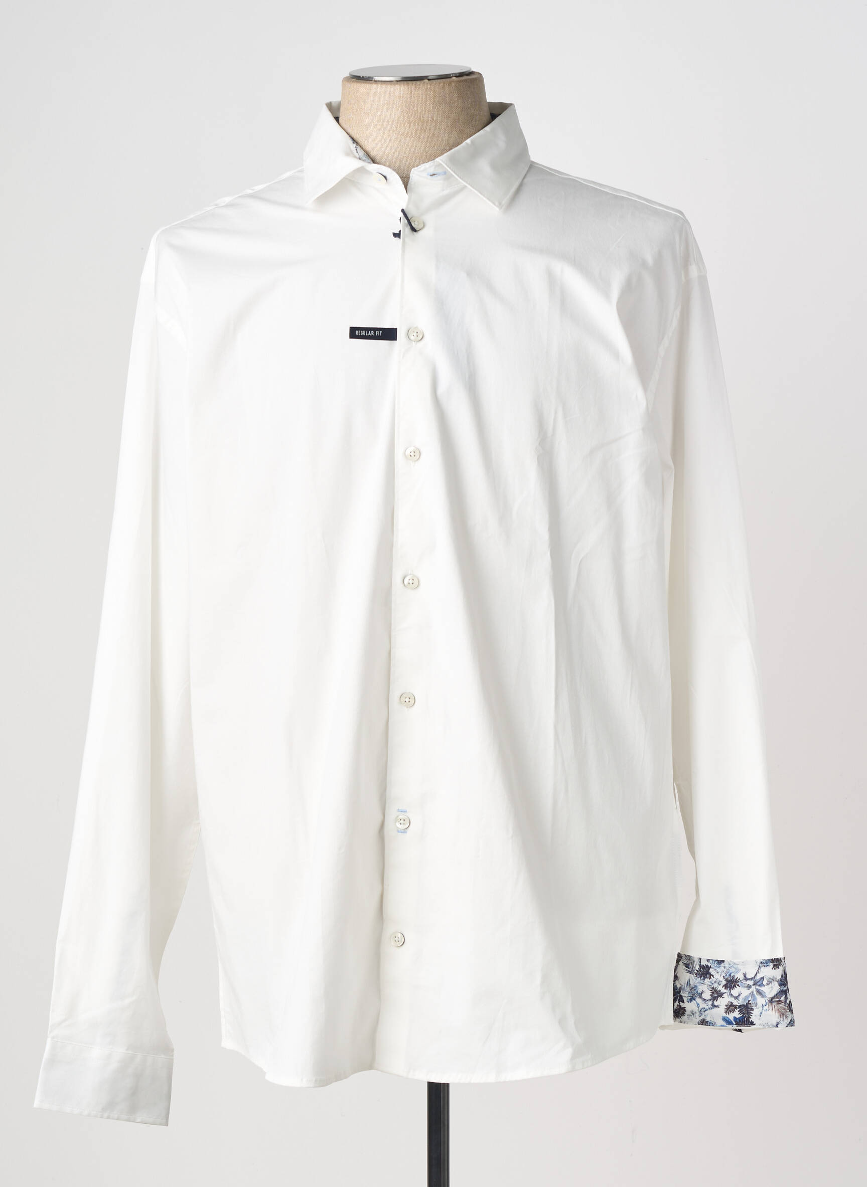 Chemise manches longues coupe droite blanc FQ1924 homme