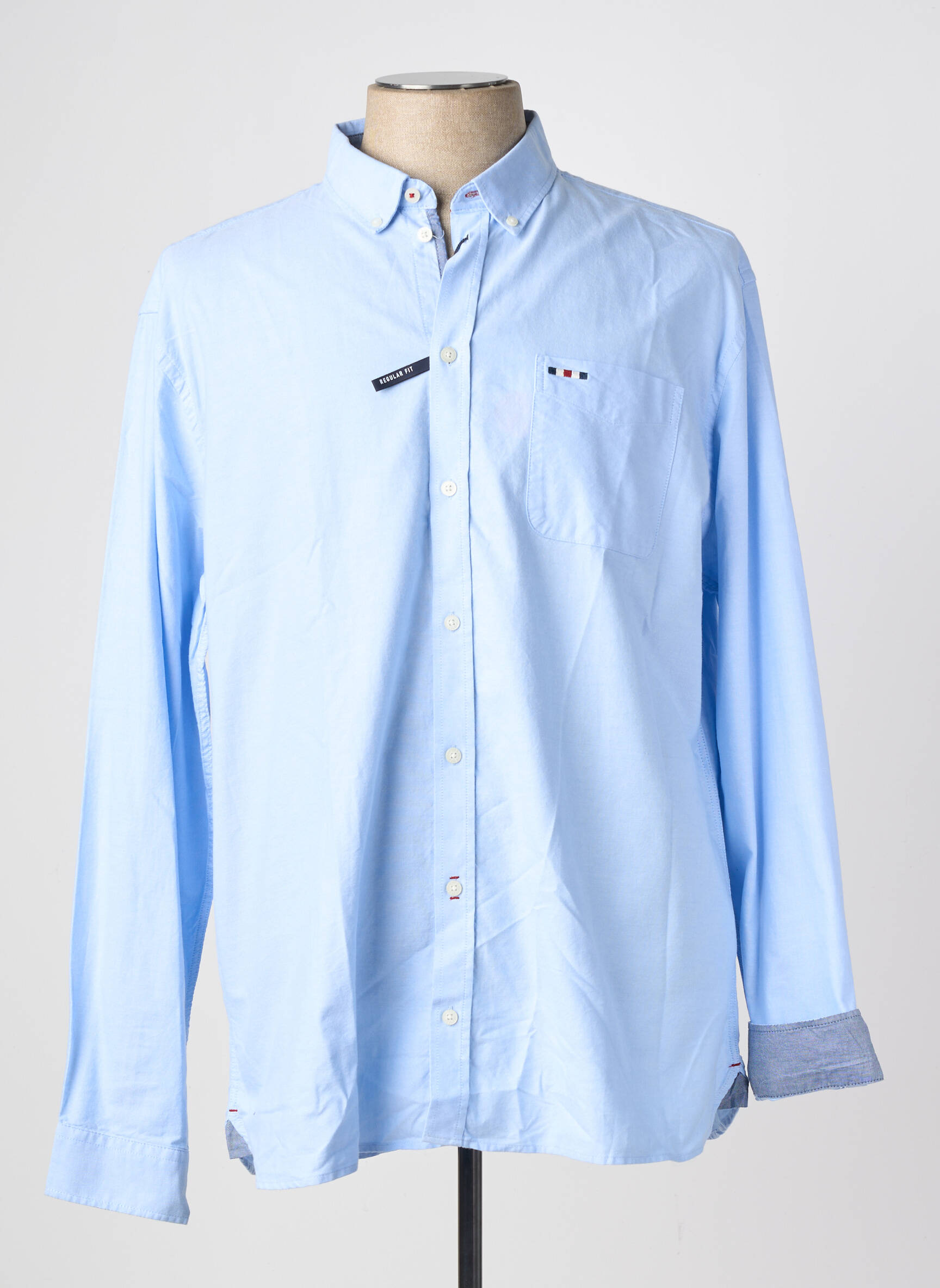 Chemise manches longues coupe droite bleu FQ1924 homme
