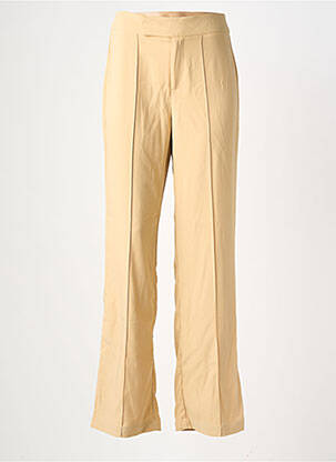 Pantalon flare fermeture zippée sous rabat avec crochet taille haute beige TIFFOSI femme
