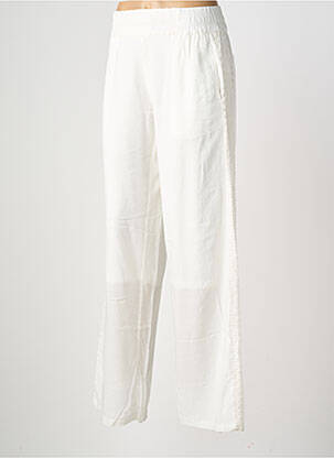 Pantalon droit tissage popeline taille normale blanc NÜ femme
