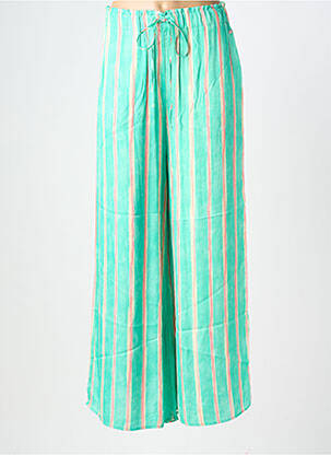 Pantalon large tissage popeline taille haute vert FREEMAN T.PORTER femme