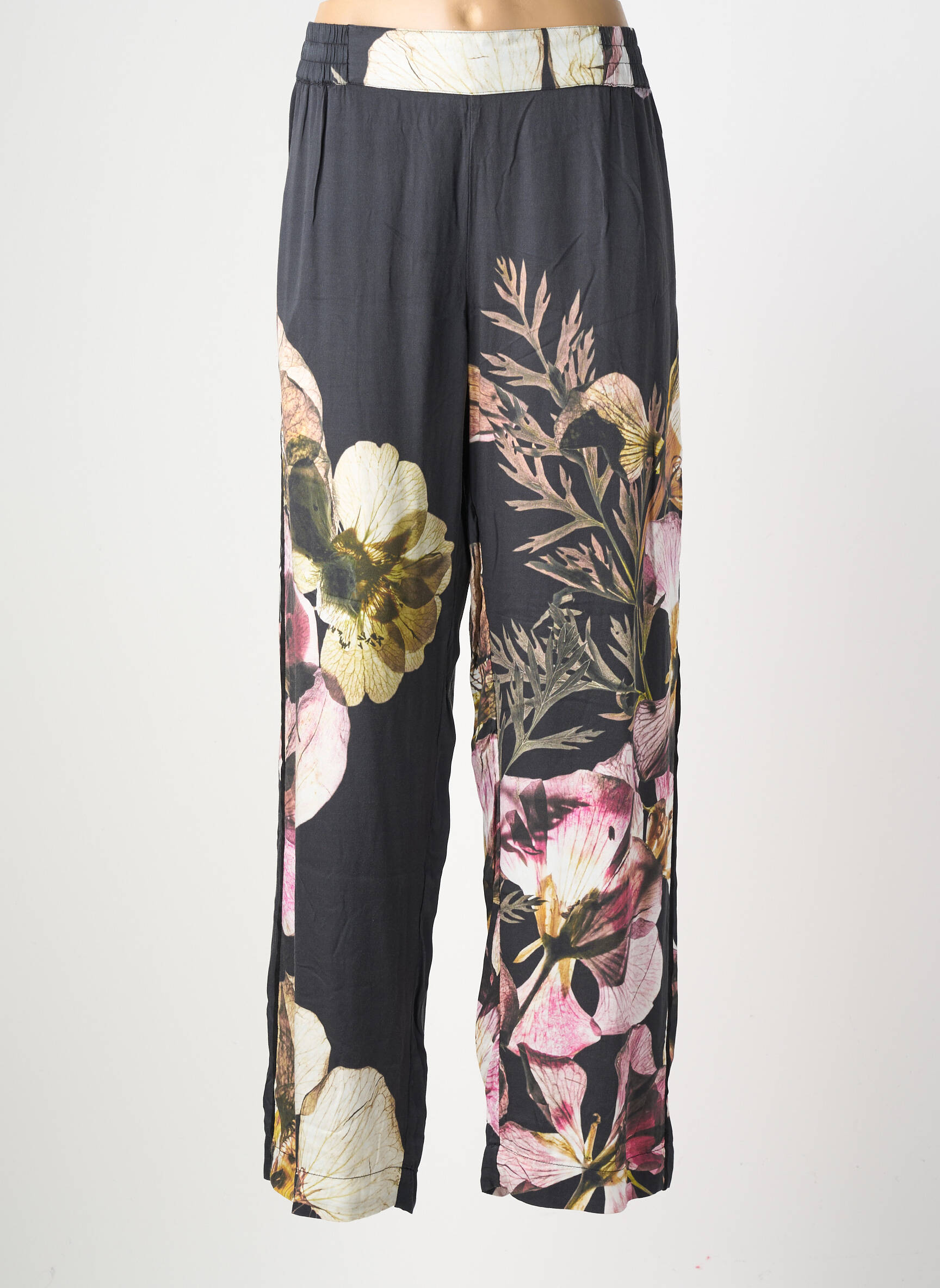 Pantalon large tissage popeline taille normale noir NÜ femme