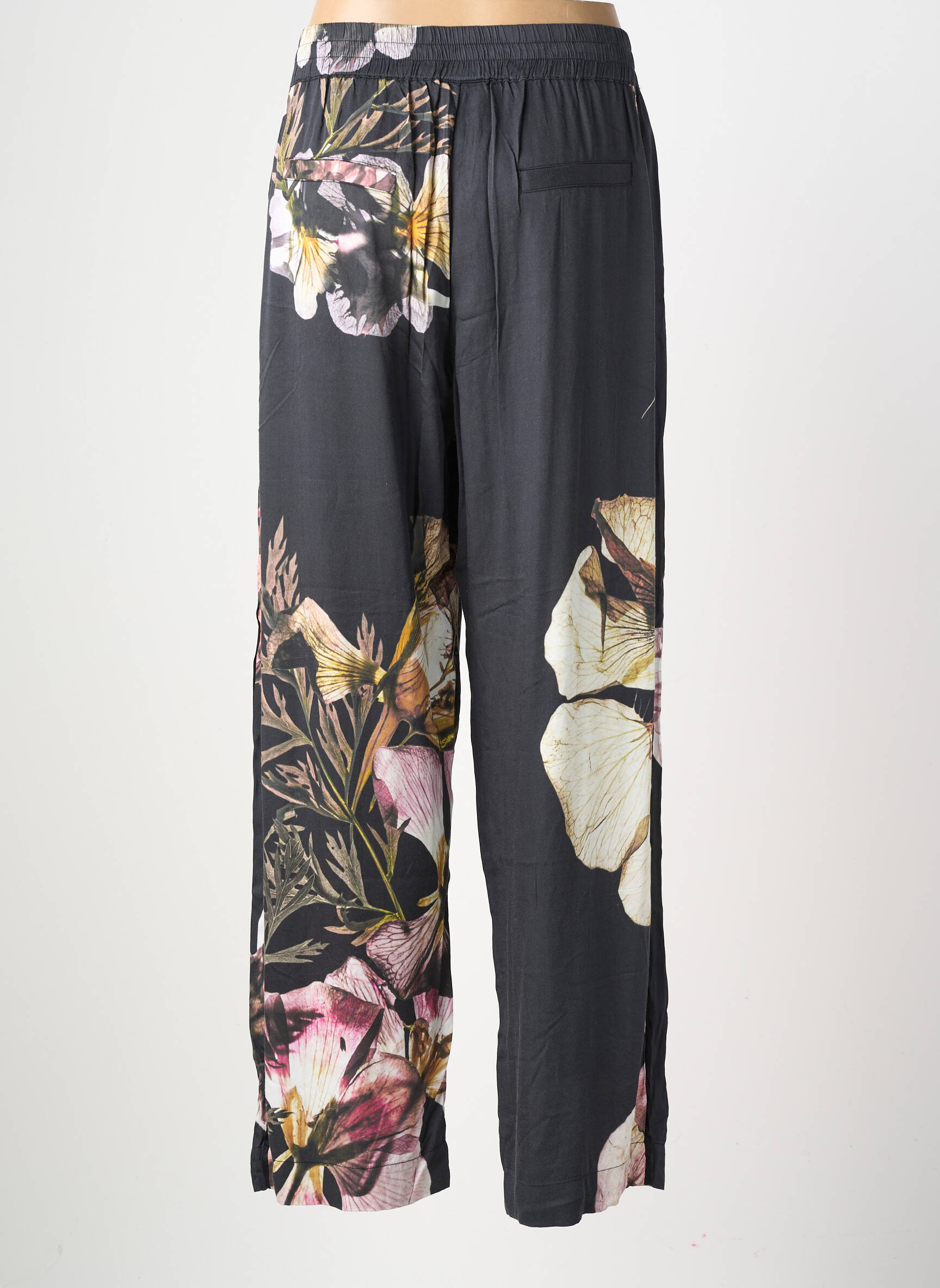 Pantalon large tissage popeline taille normale noir NÜ femme