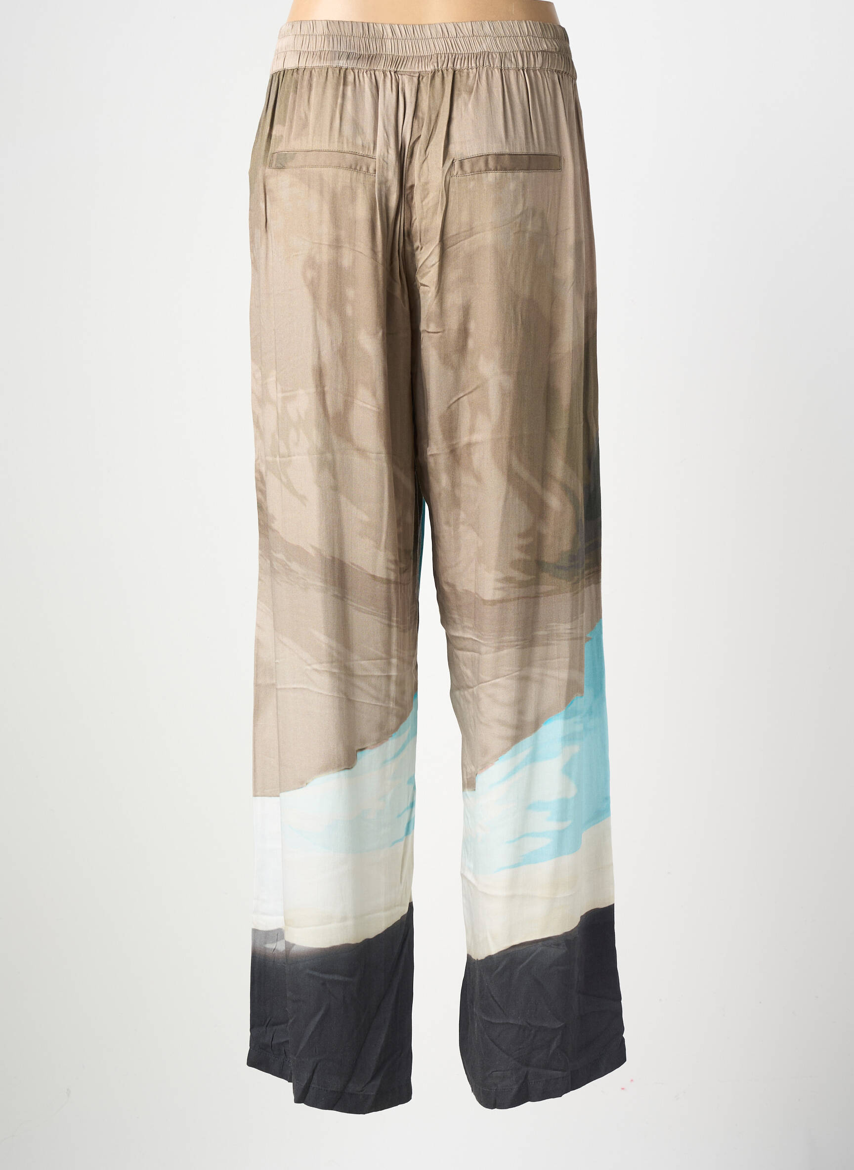 Pantalon large tissage popeline taille normale bleu NÜ femme